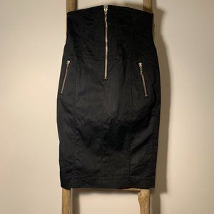 Marciano High Waist Black Skirt with Gold Zip
